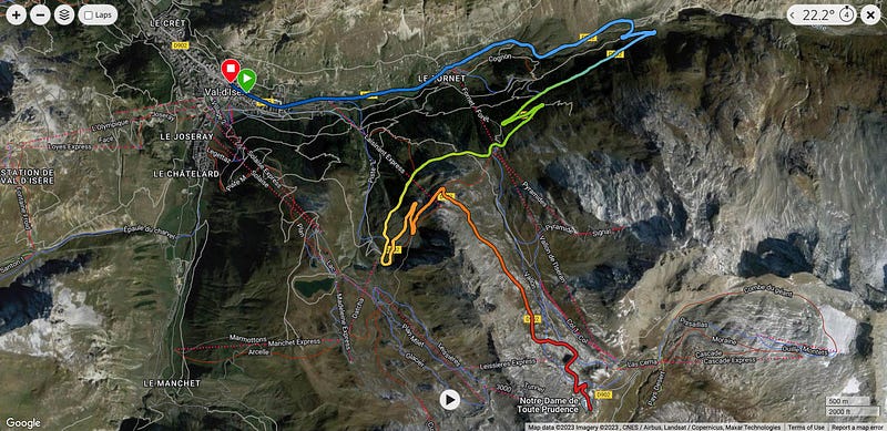 Route elevation chart from Bourg-Saint-Maurice