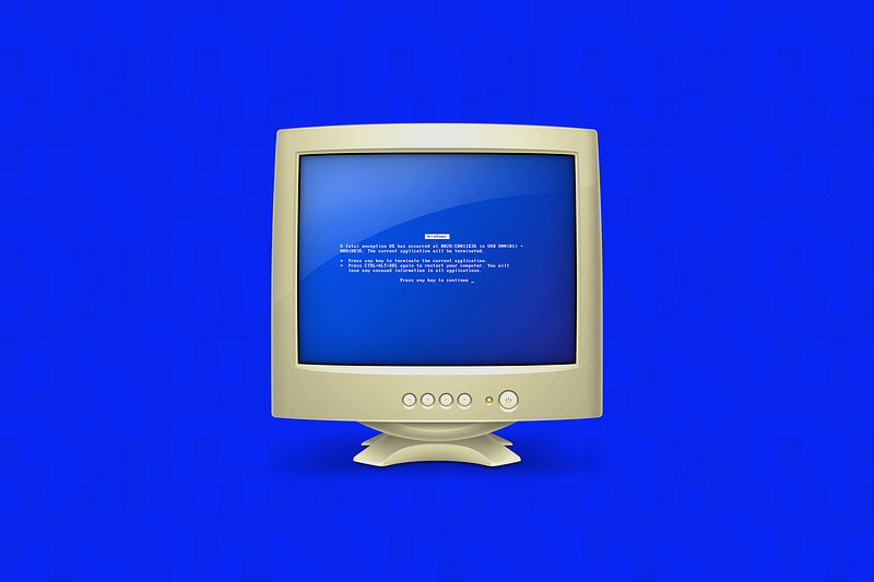 The notorious Blue Screen of Death in Windows