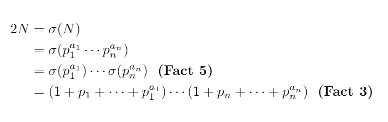 Key equation for perfect numbers.