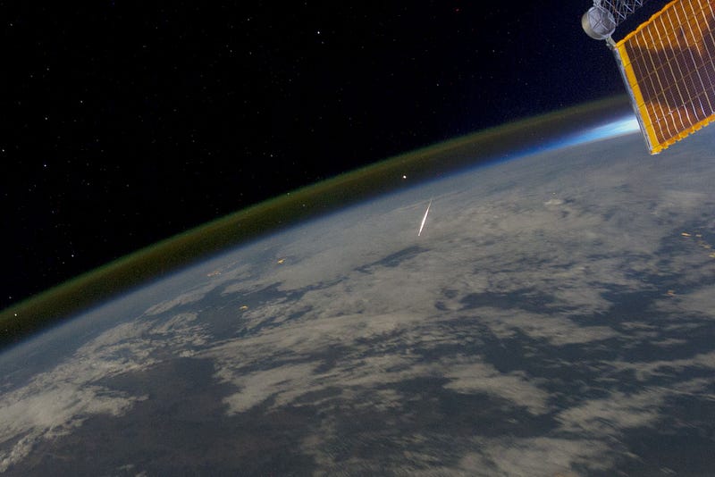 A shooting star captured from the ISS