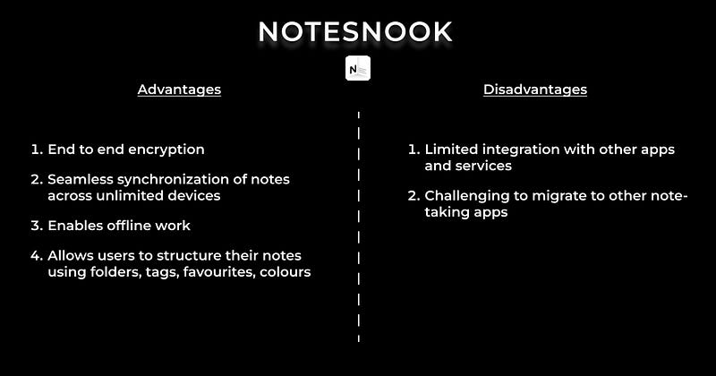 Notesnook app interface showcasing task organization