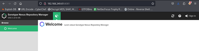 Sonatype Nexus Repository Manager interface