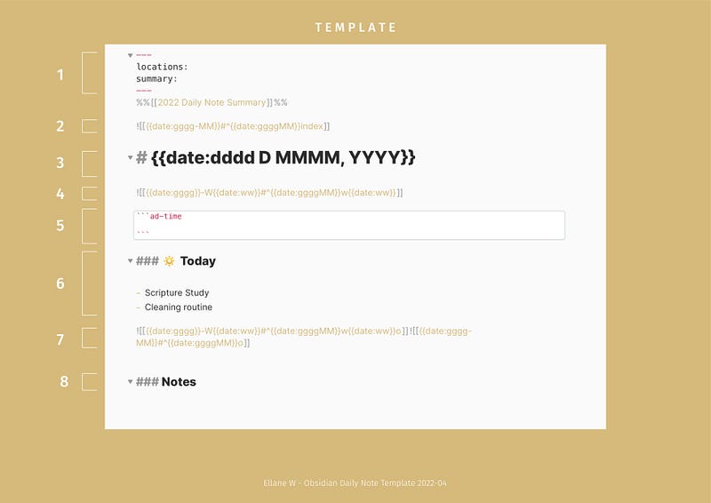 Daily Note Template Screenshot