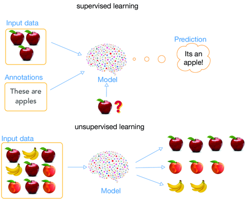 Visual representation of supervised and unsupervised learning