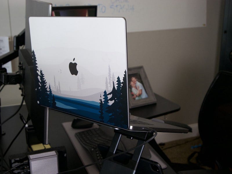 Laptop and accessories on a desk