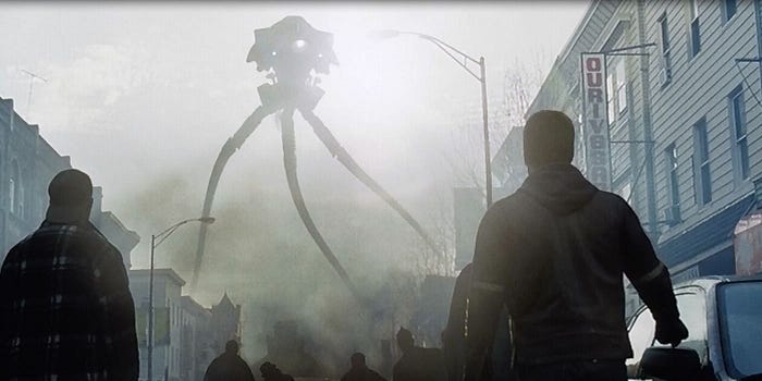 A suspenseful scene from War of the Worlds: Rebellion