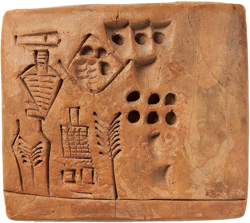 Clay tablet representing the earliest recorded name