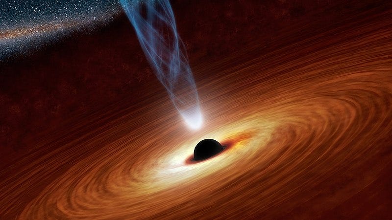 Artistic representation of a black hole with its accretion disk.