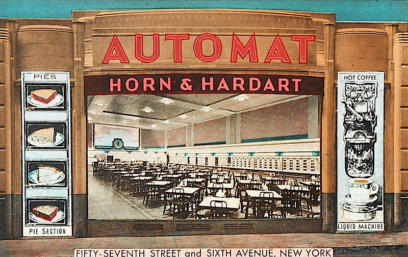 Vintage Automat showcasing food options.