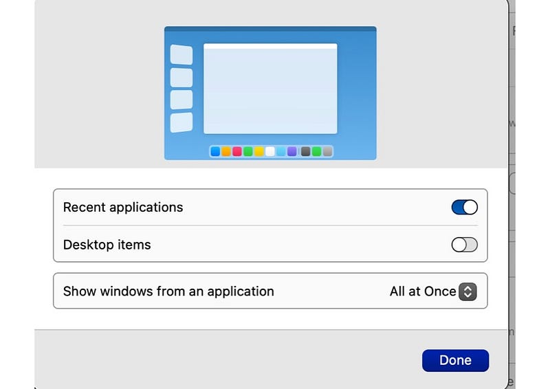 Customization options for Stage Manager