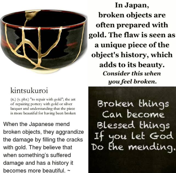 Kintsugi art symbolizing beauty in brokenness